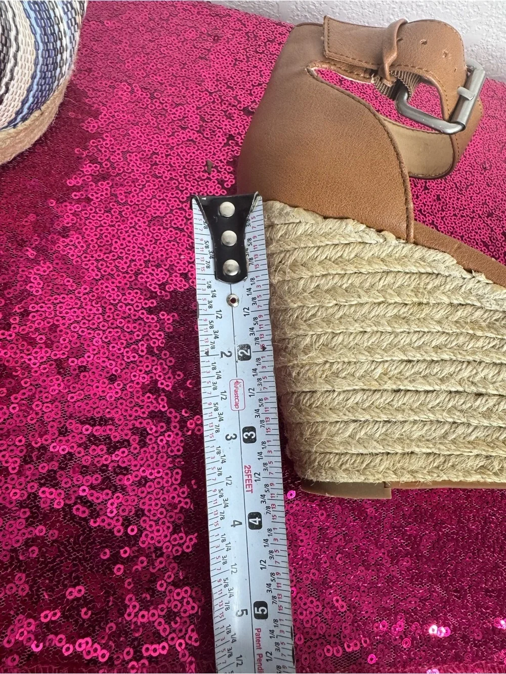 JESSICA SIMPSON 🩵 Tan & Blue Woven Espadrille Wedge Sandals (Women’s Size 7)